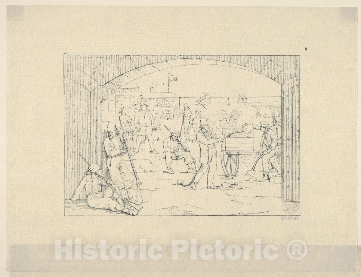 Art Print : Adalbert John Volck - Butler's Victims of Fort St. Philip (from Confederate War Etchings) : Vintage Wall Art