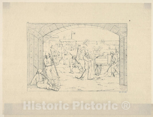 Art Print : Adalbert John Volck - Butler's Victims of Fort St. Philip (from Confederate War Etchings) : Vintage Wall Art