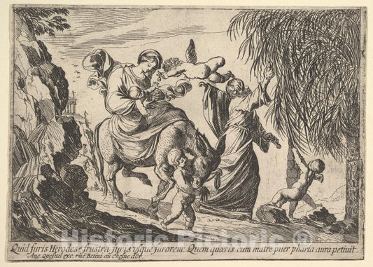 Art Print : Pierre Brebiette - Angels Giving Dates to Child : Vintage Wall Art