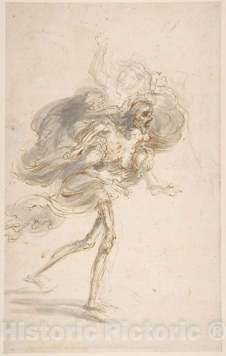 Art Print : Stefano Della Bella - Death Carrying a Child : Vintage Wall Art