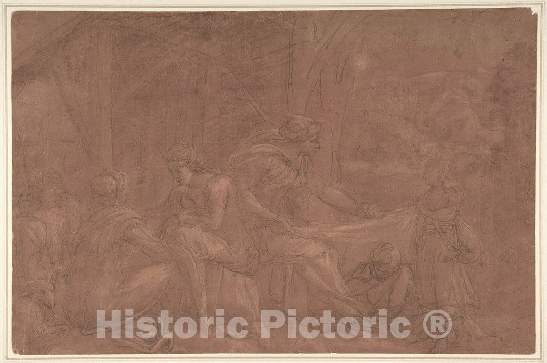 Art Print : Pirro Ligorio - A Domestic Scene : Vintage Wall Art