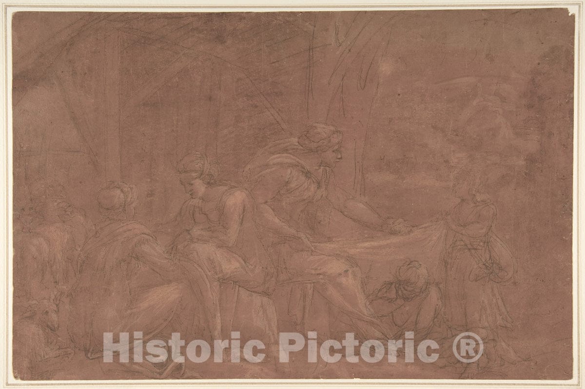 Art Print : Pirro Ligorio - A Domestic Scene : Vintage Wall Art