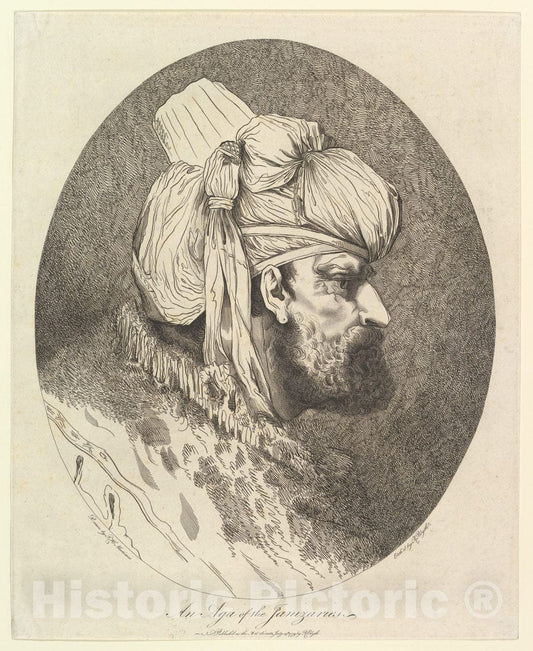 Art Print : Etched and published by Robert Blyth - an Aga of The Janizaries : Vintage Wall Art