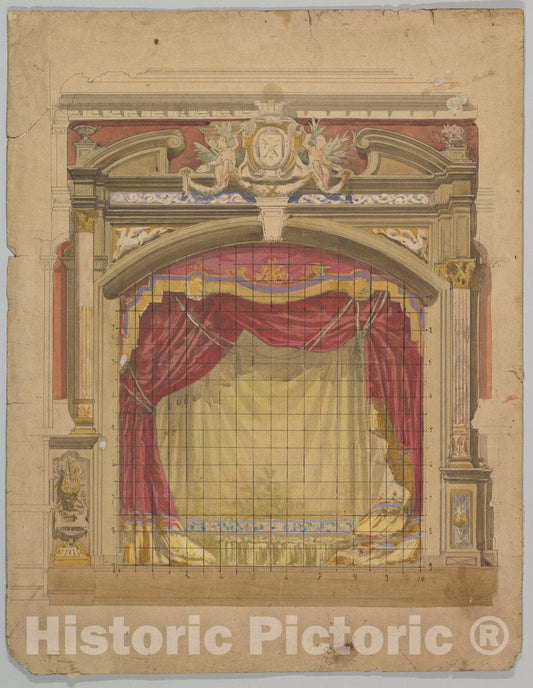 Art Print : Eugène Cicéri - Design for a Stage Set: Casino de St. Etienne : Vintage Wall Art