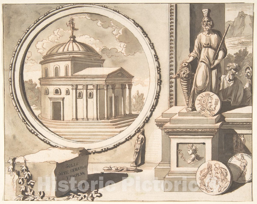 Art Print : Jan Goeree - A Recontruction of The So-Called Temple of Serapidis : Vintage Wall Art