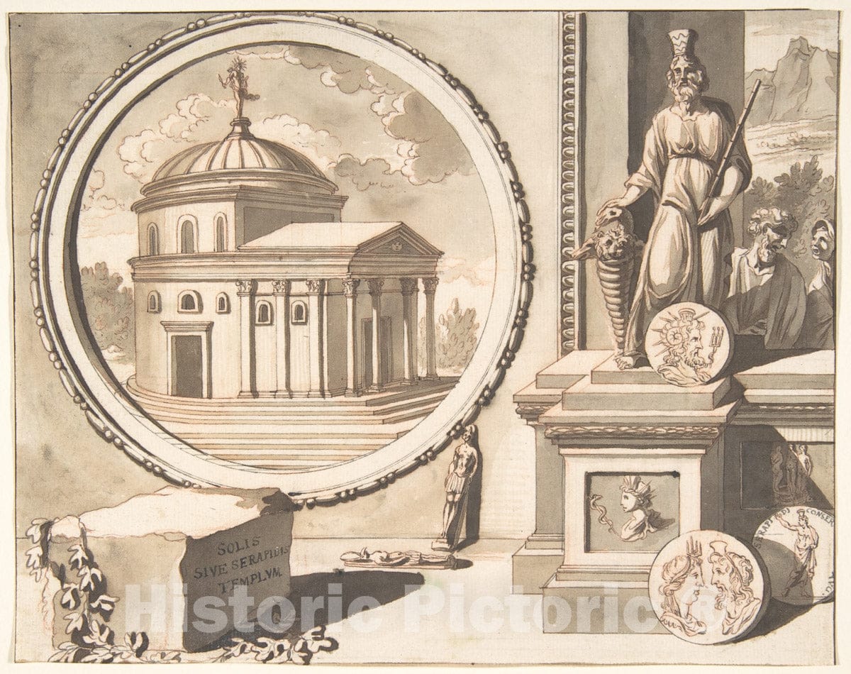 Art Print : Jan Goeree - A Recontruction of The So-Called Temple of Serapidis : Vintage Wall Art