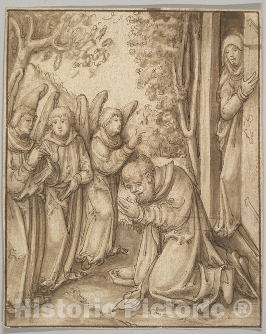 Art Print : Circle of Lucas Cranach The Elder - Abraham and The Three Angels : Vintage Wall Art