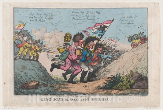 Art Print : Thomas Rowlandson - King Joe's Retreat from Madrid : Vintage Wall Art