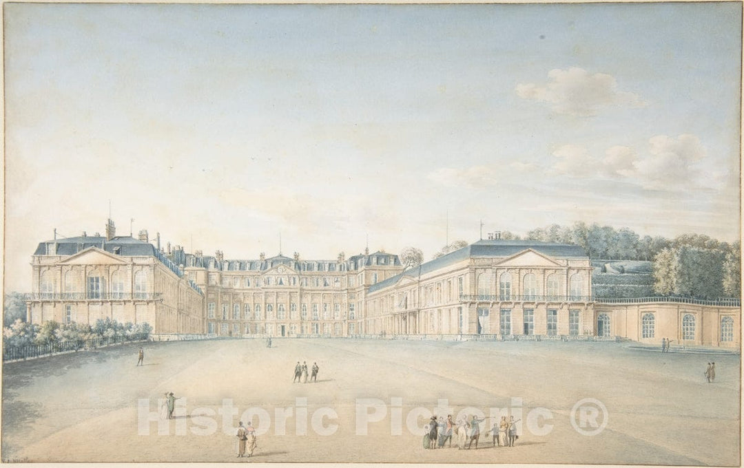 Art Print : Victor Jean Nicolle - Courtyard of The Chateau de Saint-Cloud : Vintage Wall Art