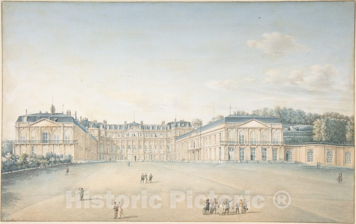 Art Print : Victor Jean Nicolle - Courtyard of The Chateau de Saint-Cloud : Vintage Wall Art