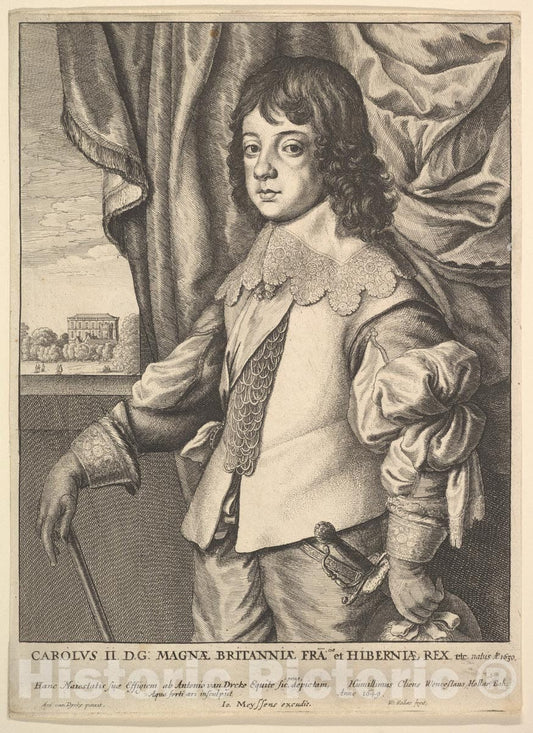 Art Print : Wenceslaus Hollar - Charles II : Vintage Wall Art