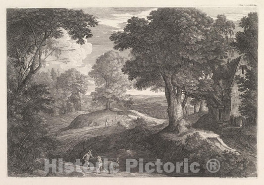 Art Print : Jean Morin - Le Bouvier pres d'une mare 2 : Vintage Wall Art