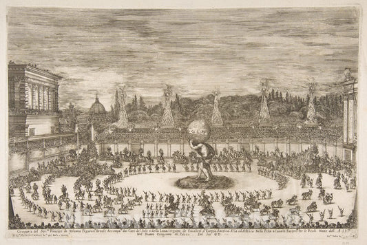 Art Print : Etched by Stefano Della Bella - Il Mondo Festeggiante: Entrance of Cosimo III de' Medici : Vintage Wall Art