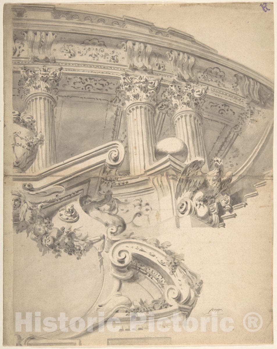Art Print : Italian, 18th Century - Architectural Capriccio : Vintage Wall Art