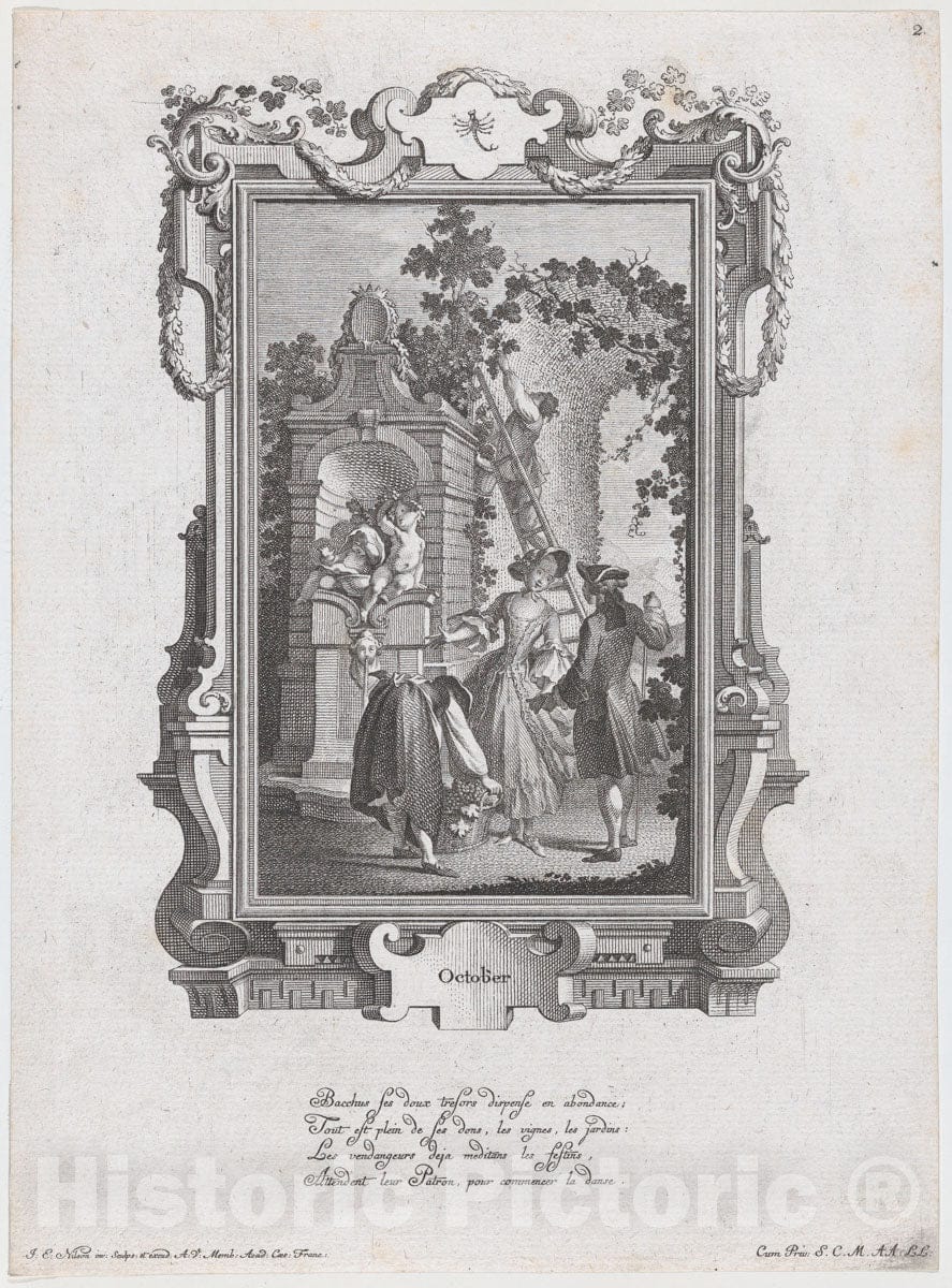 Art Print : Johann Esaias Nilson - October. from a Series of Twelve Months of The Year : Vintage Wall Art