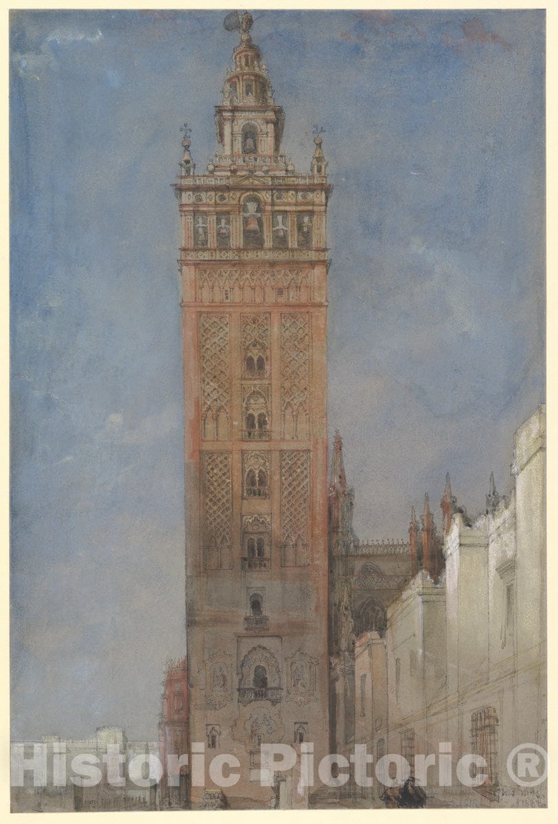 Art Print : David Roberts - The Giralda, Seville : Vintage Wall Art
