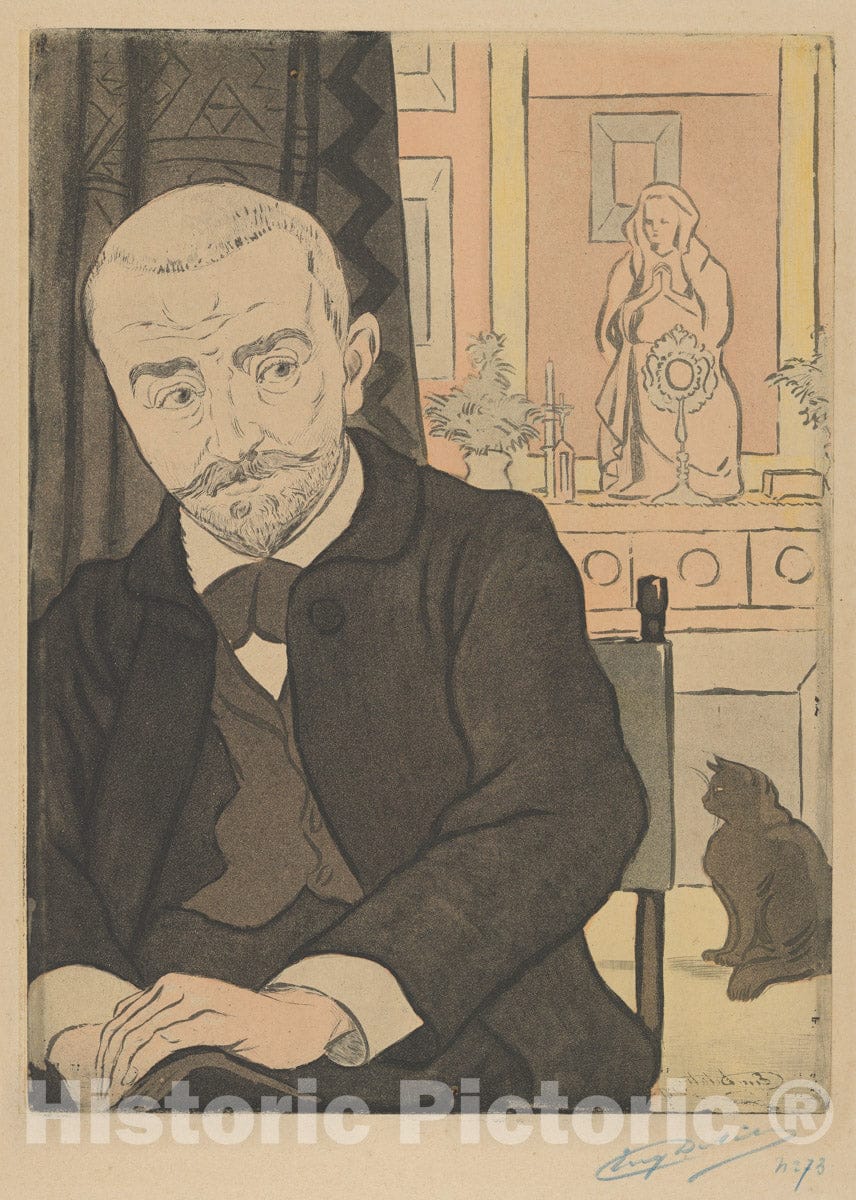 Art Print : Eugène Delâtre - Portrait of Huysmans : Vintage Wall Art
