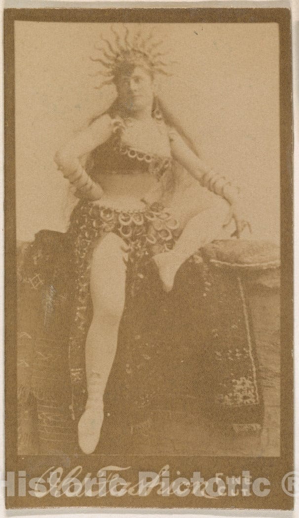 Photo Print : Actress Wearing Spiked Headpiece, from The Actresses Series (N664) Promoting Old Fashion Fine Cut Tobacco : Vintage Wall Art