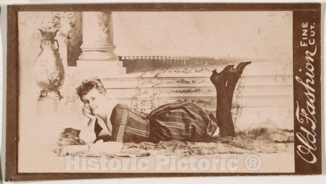Photo Print : Actress on Fur Rug, from The Actresses Series (N664) Promoting Old Fashion Fine Cut Tobacco : Vintage Wall Art