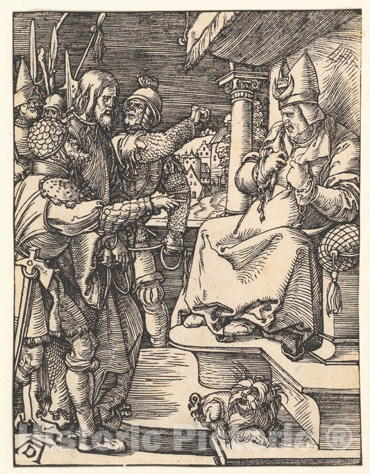 Art Print : Albrecht Dürer - Christ Before Caiaphas, from The Small Passion 1 : Vintage Wall Art