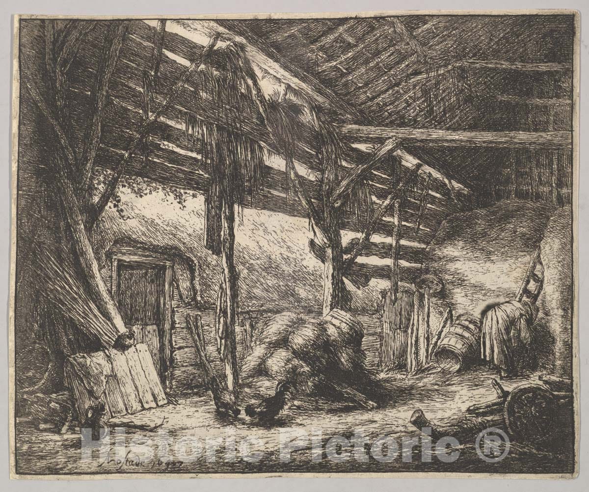 Art Print : Adriaen Van Ostade - The Barn 2 : Vintage Wall Art