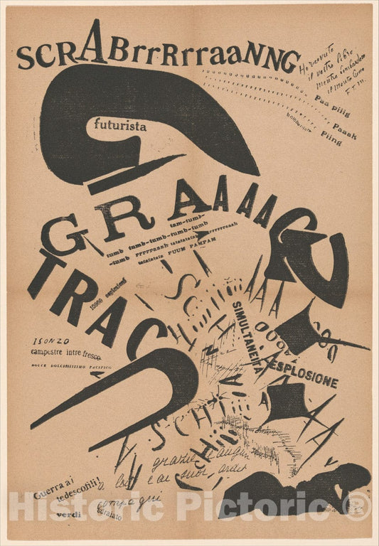 Art Print : in The Evening - Artist: Filippo Tommaso Marinetti - Created: 1917 : Vintage Wall Art