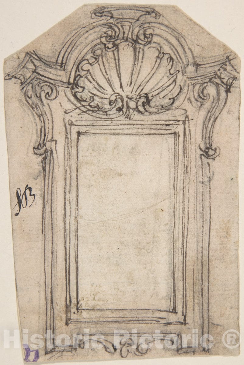 Art Print : Giovanni Battista Foggini - Design for a Frame Decorated with a Shell Motif : Vintage Wall Art