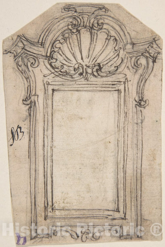 Art Print : Giovanni Battista Foggini - Design for a Frame Decorated with a Shell Motif : Vintage Wall Art