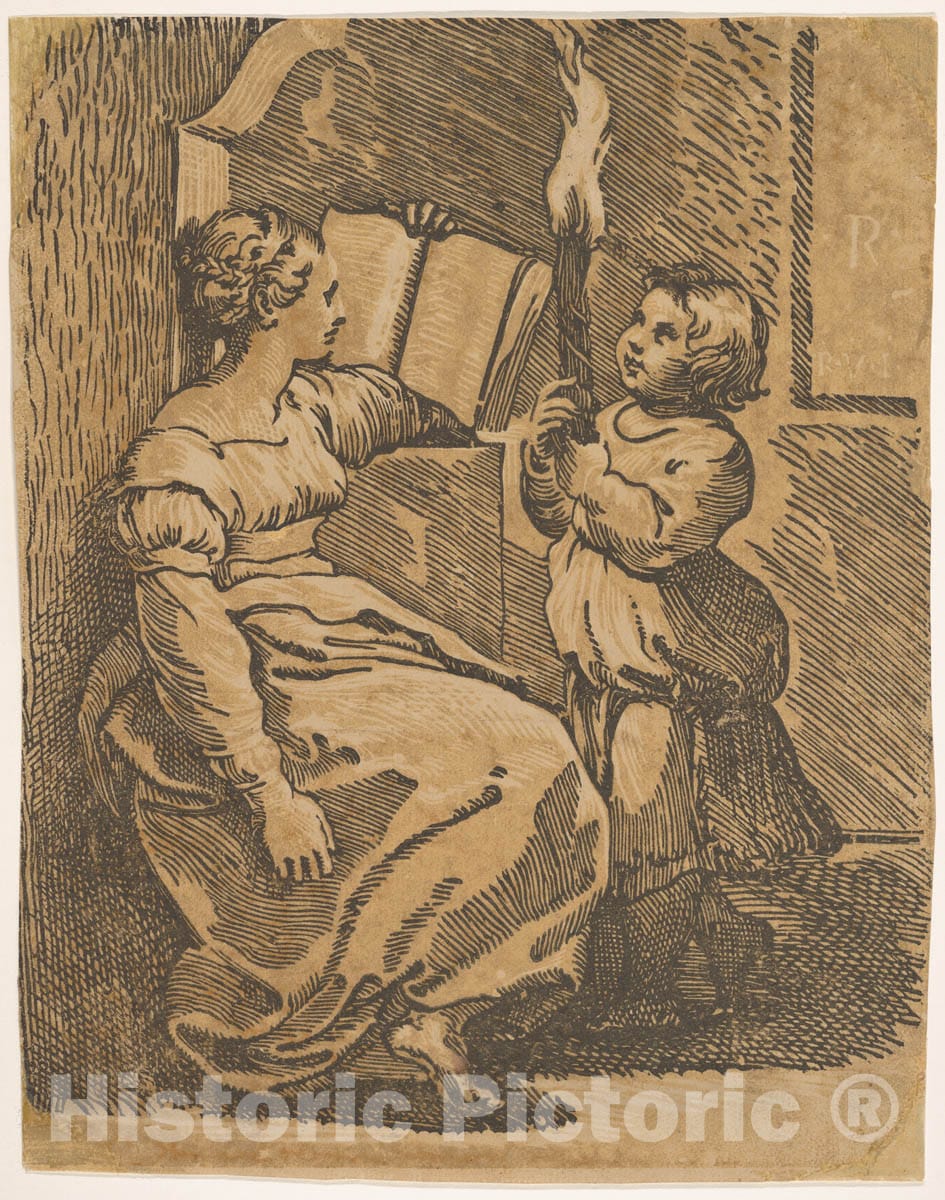 Art Print : Ugo da Carpi - Sybil (After Raphael) : Vintage Wall Art