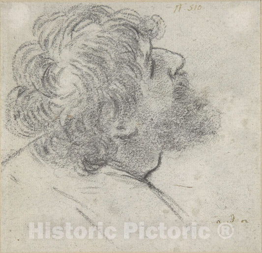 Art Print : Giacomo Cavedone - Head of a Bearded Man Looking to Upper Right (Recto)