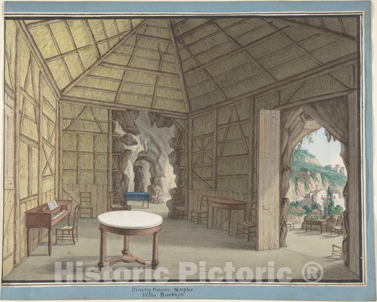 Art Print : British, 19th Century - Dining Room, Villa Barbaja, Naples : Vintage Wall Art
