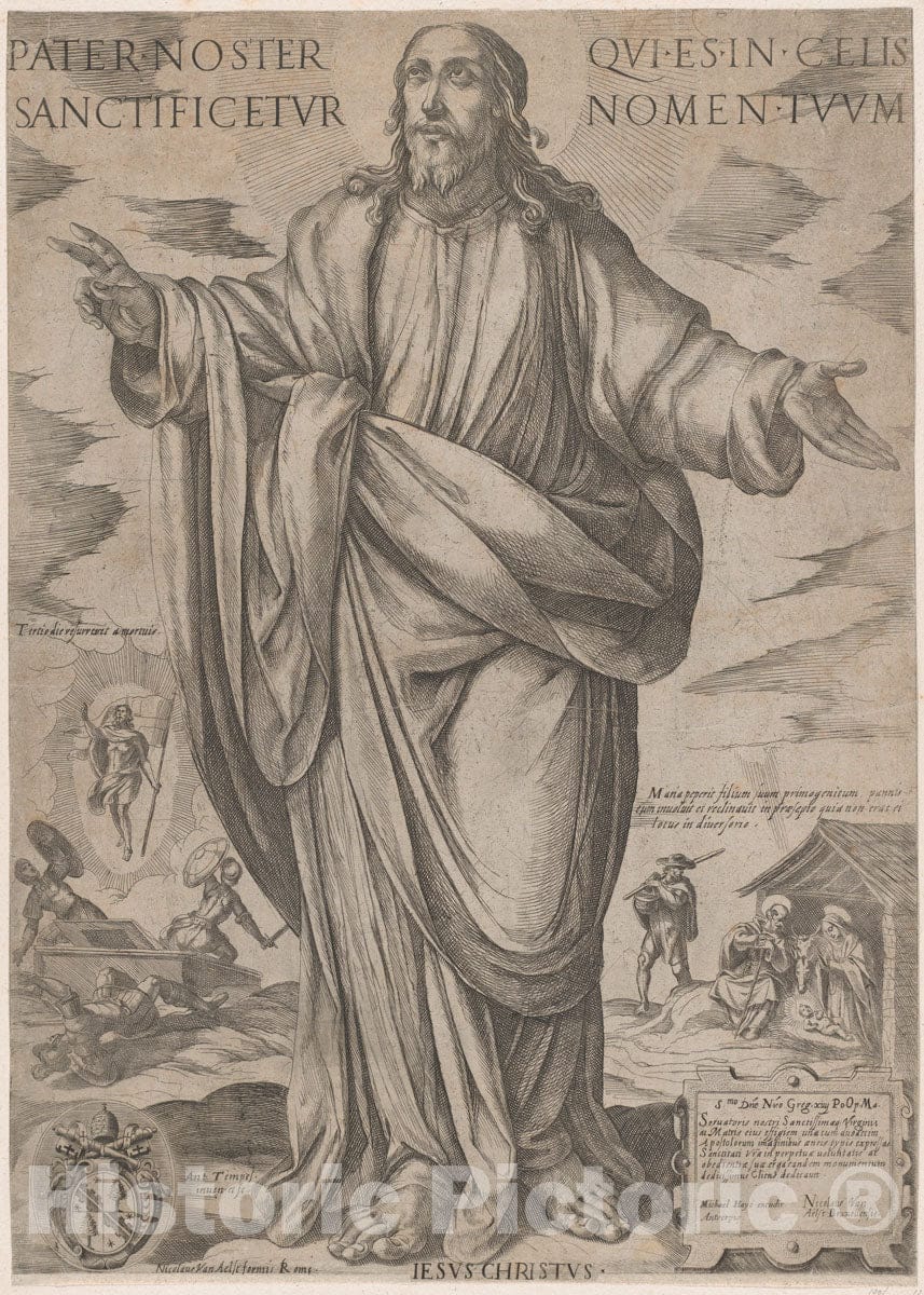 Art Print : Antonio Tempesta - Standing Christ, Blessing from 'Christ, Mary, and The Apostles' : Vintage Wall Art