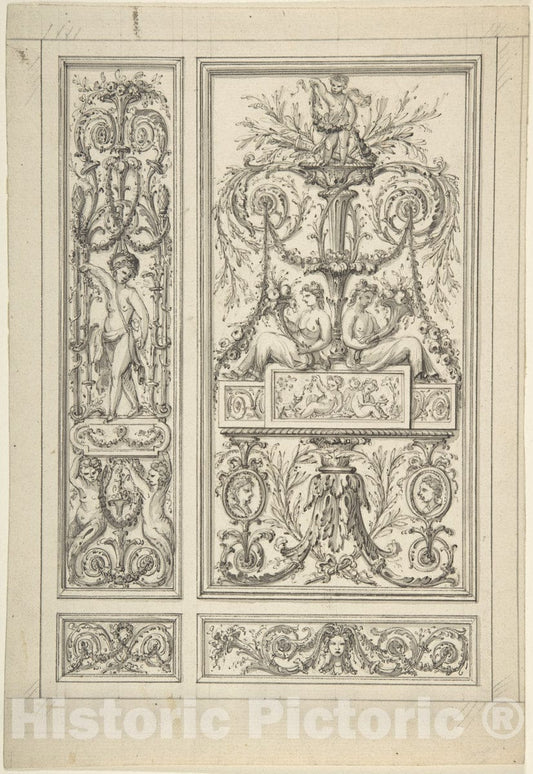 Art Print : Jean Démosthène Dugourc - Design for a Wall Panel : Vintage Wall Art
