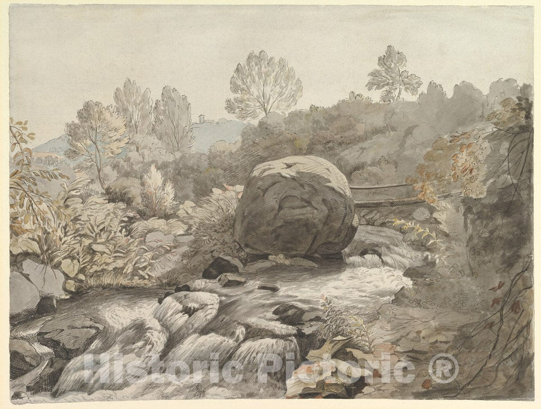 Art Print : Samuel Woodforde - A Rocky Stream, Italy : Vintage Wall Art