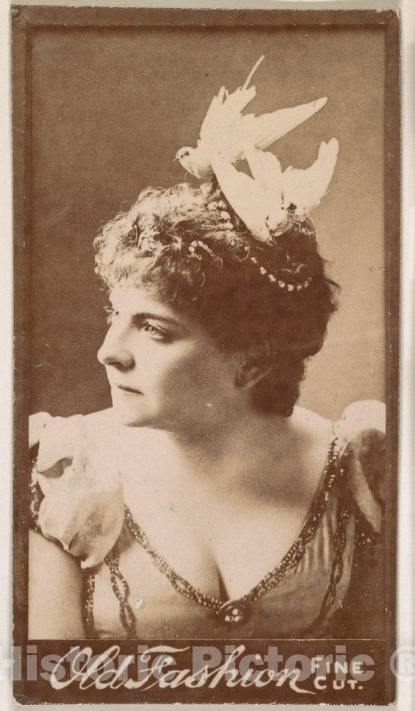 Photo Print : Actress Wearing Feathered Headpiece, from The Actresses Series (N664) Promoting Old Fashion Fine Cut Tobacco 2 : Vintage Wall Art