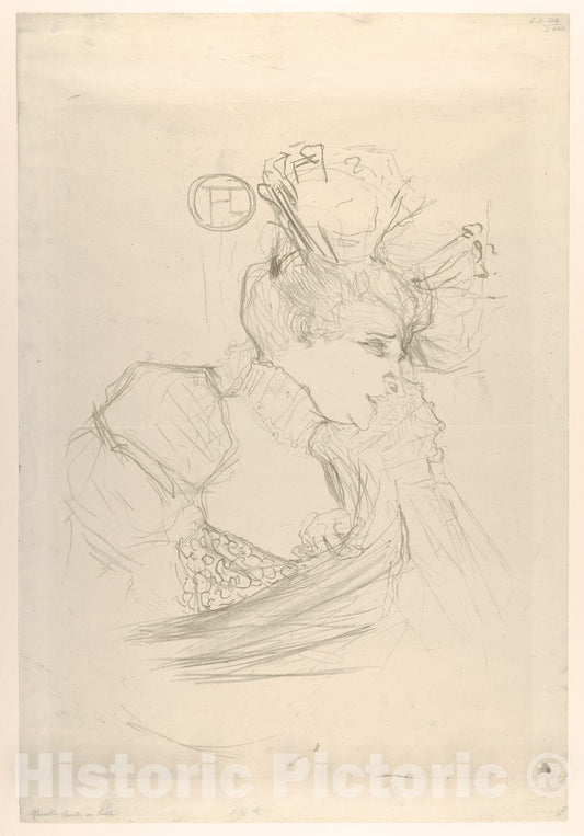 Art Print : Henri de Toulouse-Lautrec - Portrait Bust of Mademoiselle Marcelle Lender 1 : Vintage Wall Art