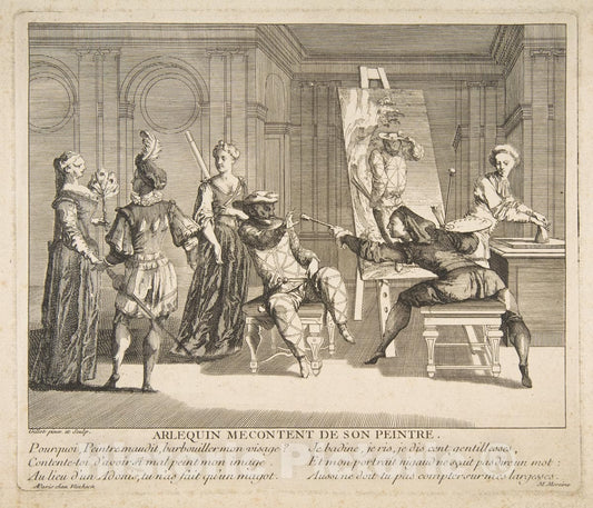 Art Print : Claude Gillot - Arlequin Mecontent de Son Peintre : Vintage Wall Art
