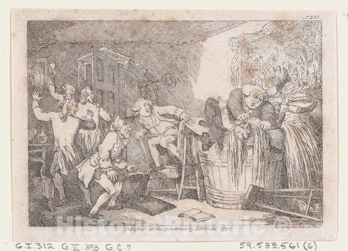 Art Print : Parson Adams Betrayed into an Unhappy Dunking Scene - Artist: James Sibbald - Created: 1792 : Vintage Wall Art
