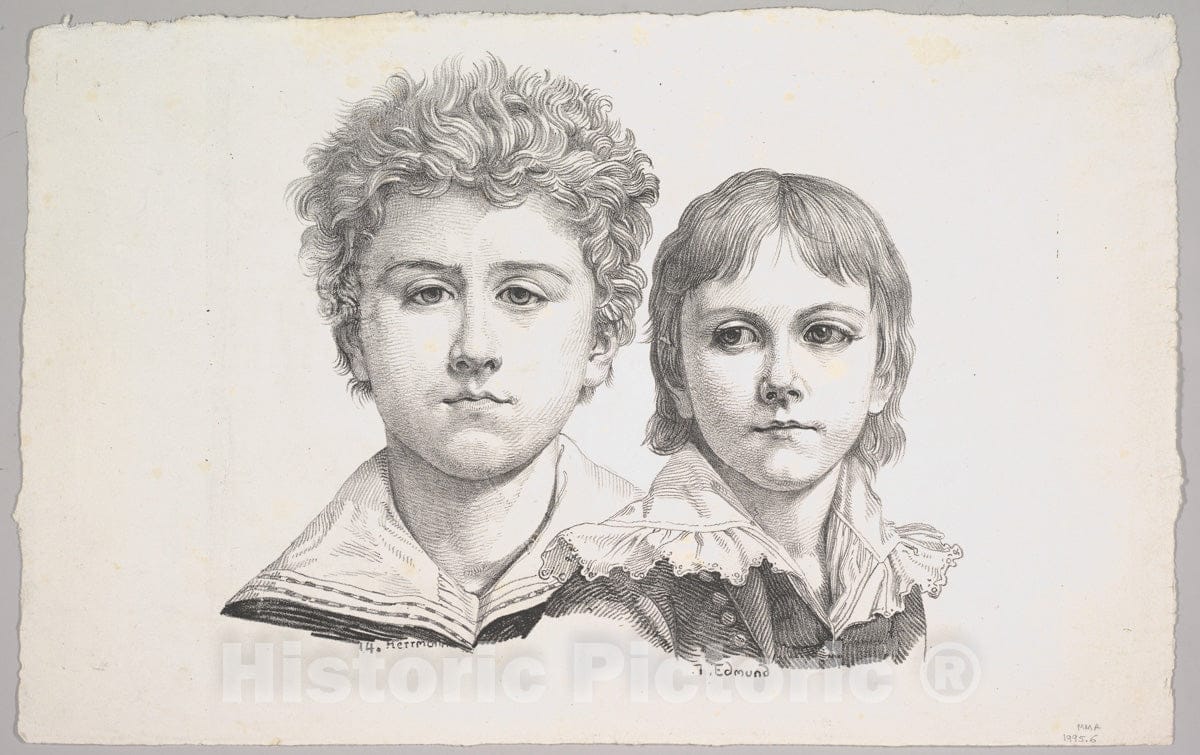 Art Print : Portrait of The Rabe Children - Artist: Johann Gottfried Schadow - Created: 1822 : Vintage Wall Art