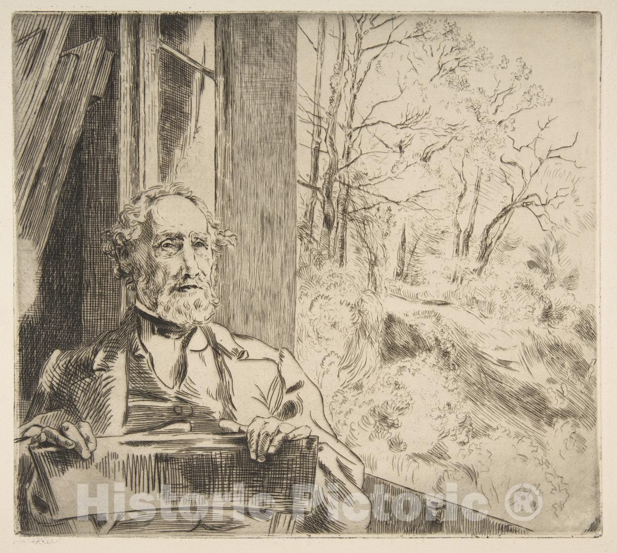 Art Print : Félix Bracquemond - Portrait of Meyer-Heine : Vintage Wall Art
