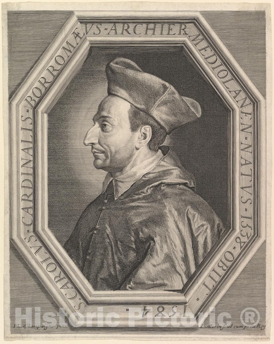 Art Print : Jean Morin - Saint Charles Borromee, Cardinal et archeveque de Milan 2 : Vintage Wall Art