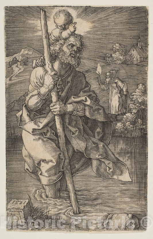 Art Print : Albrecht Dürer - Saint Christopher Facing Right : Vintage Wall Art