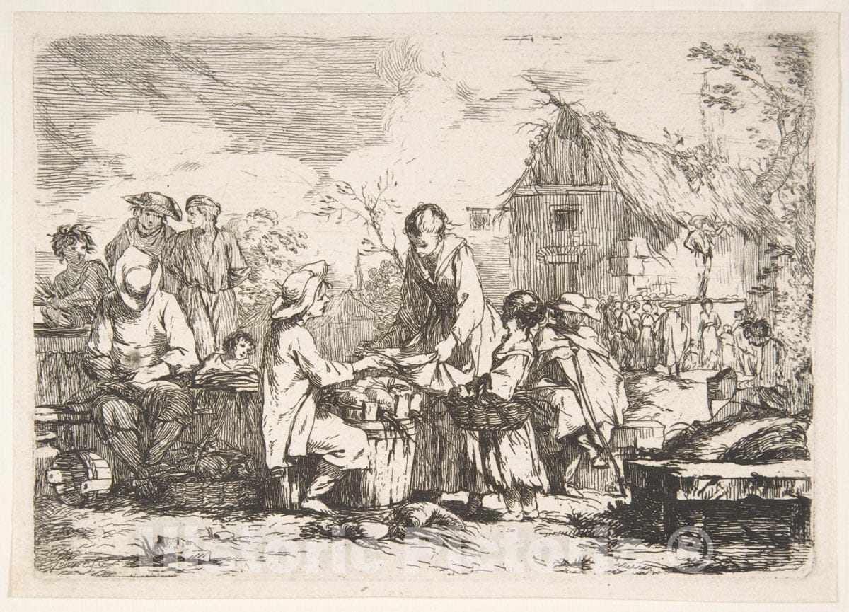 Art Print : Jean-Baptiste Marie Pierre - Village Market Place (Le Marché de Village) : Vintage Wall Art