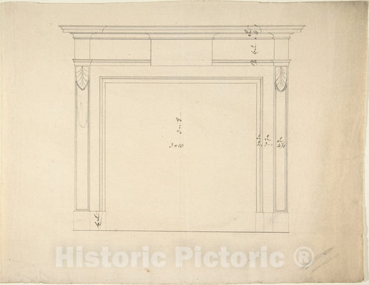 Art Print : Sir William Chambers - Design for a Chimneypiece 10 : Vintage Wall Art