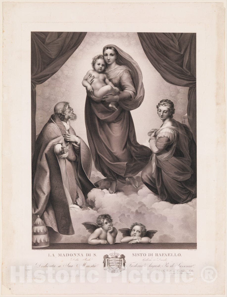 Art Print : Johann Friedrich Wilhelm Müller - The Sistine Madonna : Vintage Wall Art