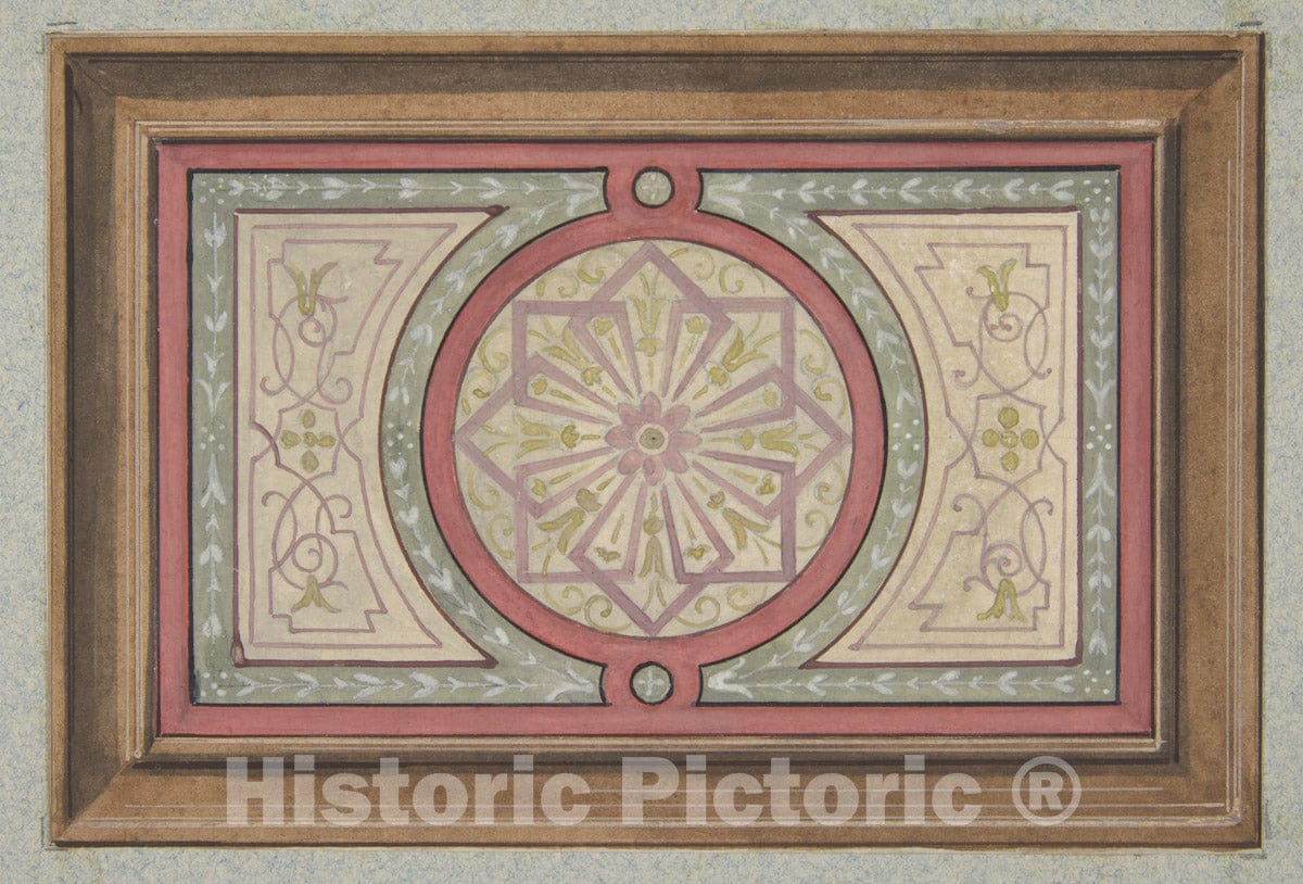 Art Print : Jules-Edmond-Charles Lachaise - Design for a Framed Panel with Painted Decoration : Vintage Wall Art