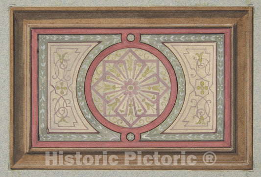 Art Print : Jules-Edmond-Charles Lachaise - Design for a Framed Panel with Painted Decoration : Vintage Wall Art