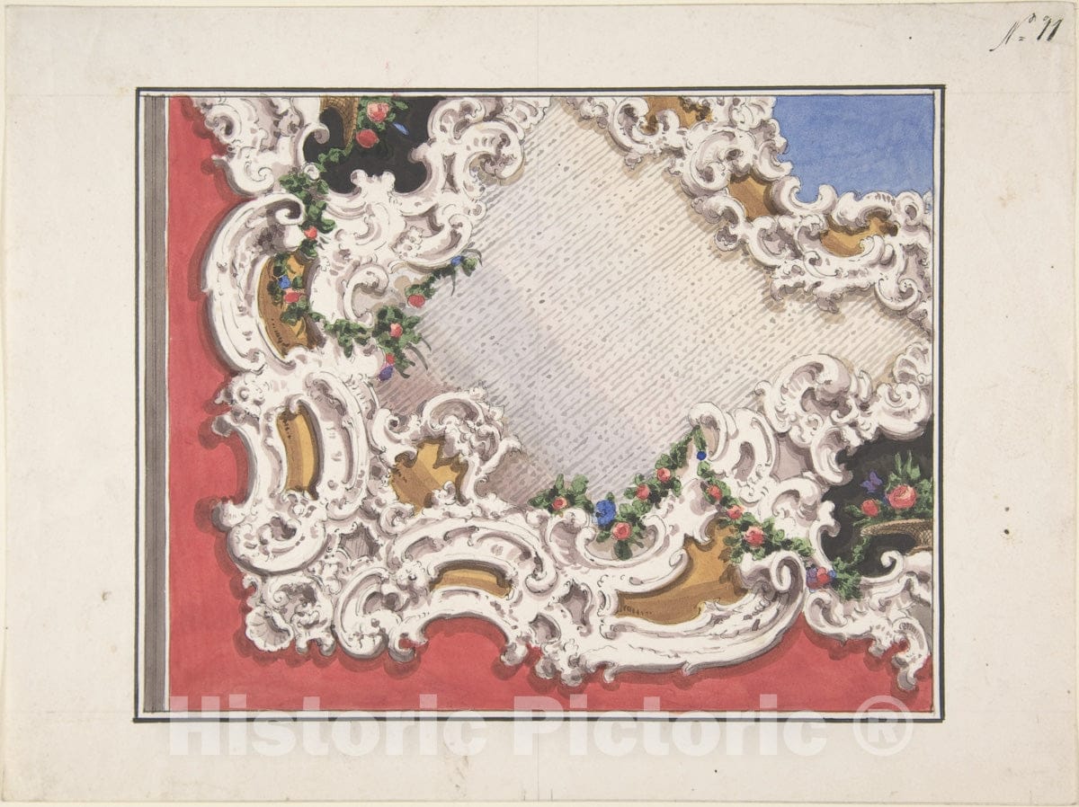 Art Print : Italian, 19th Century - Design for a Ceiling : Vintage Wall Art