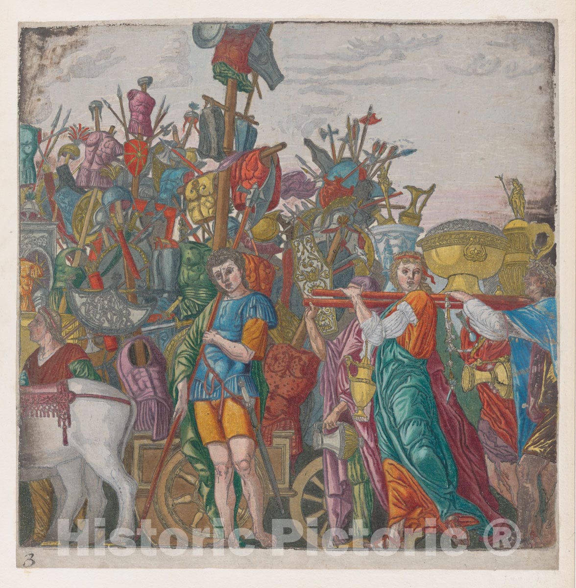 Art Print : Andrea Andreani - Sheet 3: Trophies of war, from The Triumph of Julius Caesar 1 : Vintage Wall Art