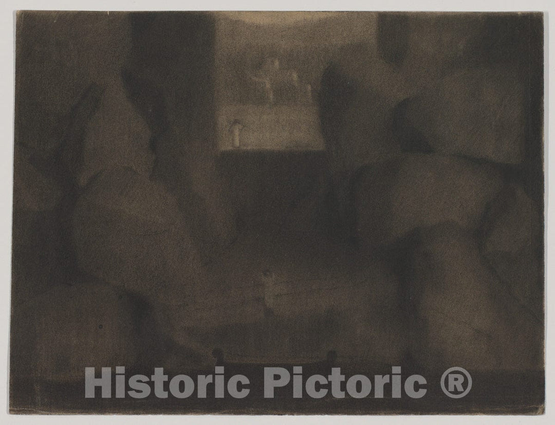Art Print : Herbert E. Crowley - Arrival in a Dark Landscape, Possibly a Stage Set Design : Vintage Wall Art